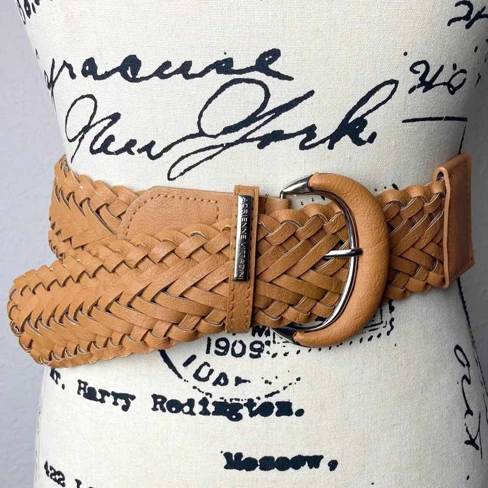 Adrienne Vittadini Braided Belt Featuring Elastic Back and Silver Tone Hardware - Picture 1 of 8